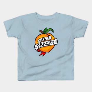 Life Is Peachy Retro Tattoo Style Kids T-Shirt